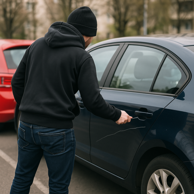 Vandalo riga le auto in sosta e morde una donna che voleva fermarlo