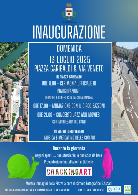 Cracking Art, installazione di animali giganti in plastica nel centro di Cassano d’Adda