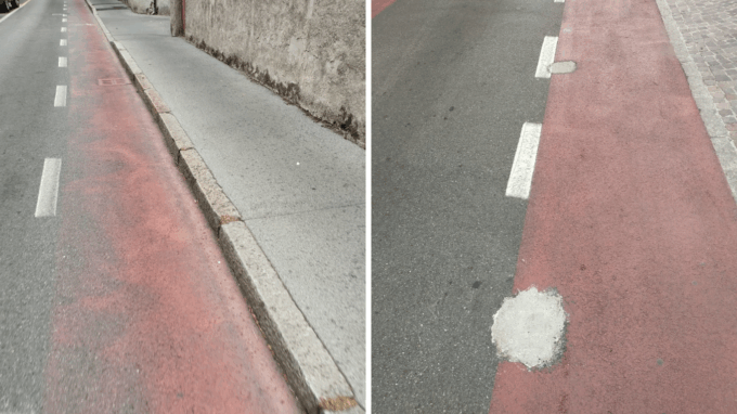 Asfalto scolorito e paletti divelti: la riqualificazione di via Battisti non convince