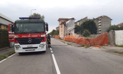 Sterpaglie in fiamme nella ex fabbrica arrivano i Vigili del Fuoco