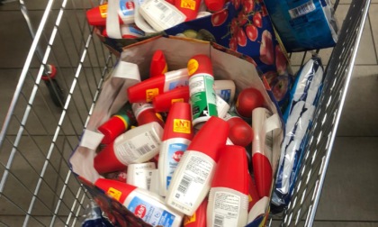 Scappa con 1.200 euro di merce: nel carrello patatine e decine di bombolette di Autan