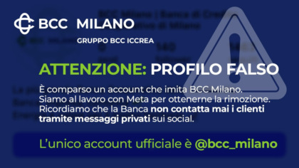 Attenzione! È online un falso profilo Instagram di Bcc Milano