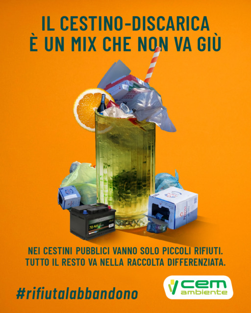Campagna #Rifiutalabbandono di Cem Ambiente, la quarta puntata è sui cestini