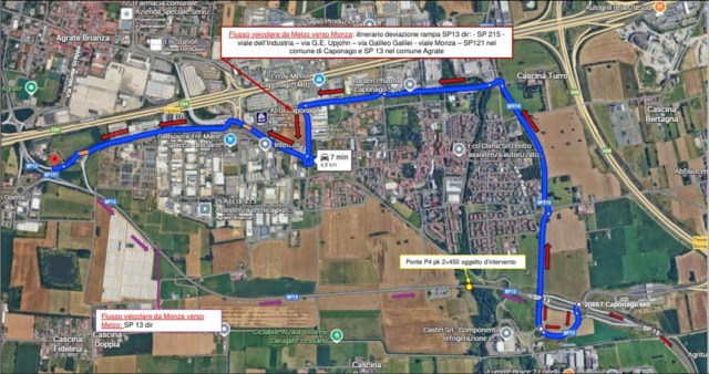 Controlli sul ponte della Sp13 sul Molgora: senso unico verso Melzo e disagi alla circolazione