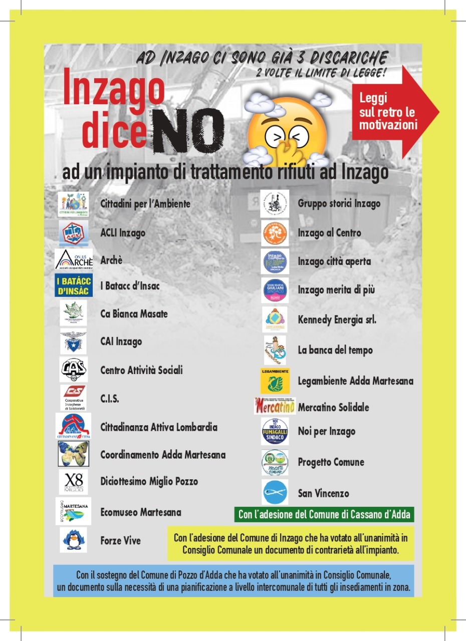 Inzago dice “No” all’impianto di trattamento rifiuti proposto da Systema Ambiente