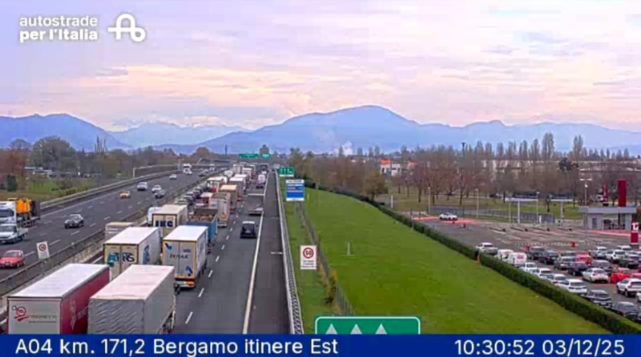 Incidente sull’A4 tra Dalmine e Bergamo: code e traffico rallentato