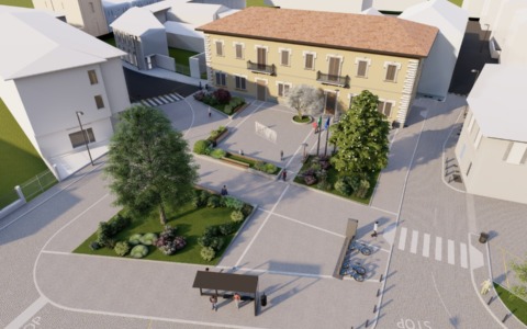 Una nuova piazza davanti al Municipio prende forma nel cuore di Liscate tra incontri, verde e spazi da vivere
