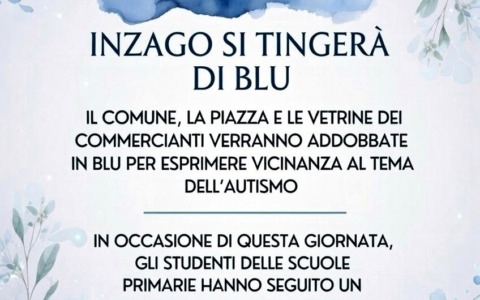 Giornata mondiale della consapevolezza sull’autismo, Inzago si tingerà di blu