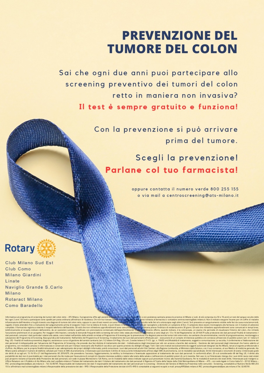 Il Rotary Club scende in campo per combattere il tumore al colon retto