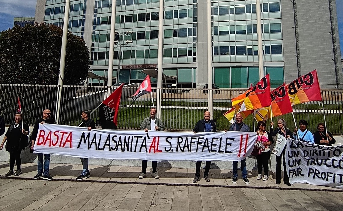 Sciopero ospedale San Raffaele: sindacati in protesta sotto il palazzo di Regione