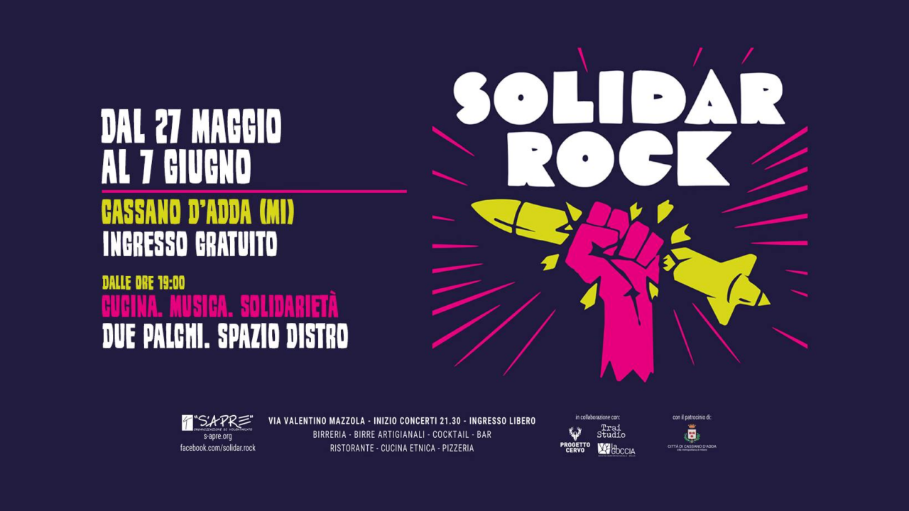 Tutto pronto per la 24esima edizione del SolidarRock: dal 27 maggio   musica e solidarietà in riva all’Adda