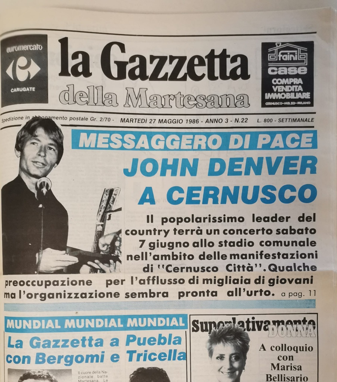 Quarant’anni fa lo storico concerto di John Denver a Cernusco sul Naviglio