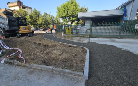 Basta scarpe infangate, rifatto l’ingresso della scuola media