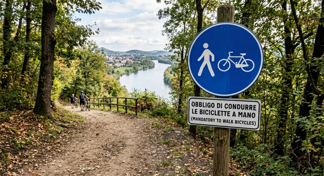 Sentiero dell’Adda, il cartello “Biciclette a mano” fa arrabbiare i pendolari
