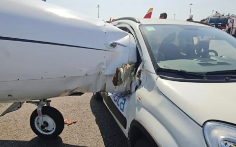 Il video dell’incidente tra un jet e un’auto all’aeroporto di Linate