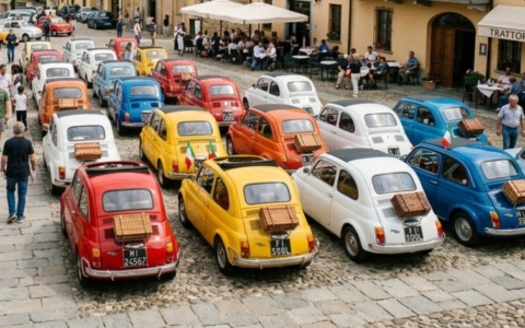 Un raduno di vecchie Fiat 500 a Cernusco sul Naviglio per scoprire le bellezze della città