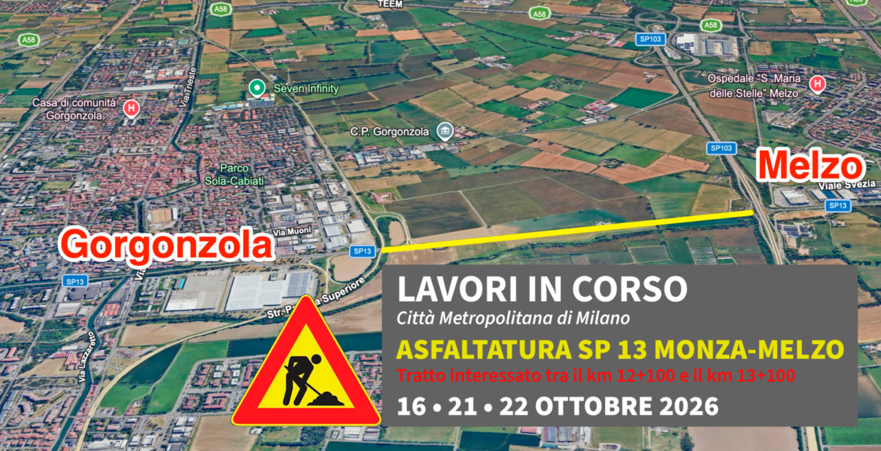 Asfaltature sulla Cerca: tre giorni di lavori nel tratto della Monza-Melzo